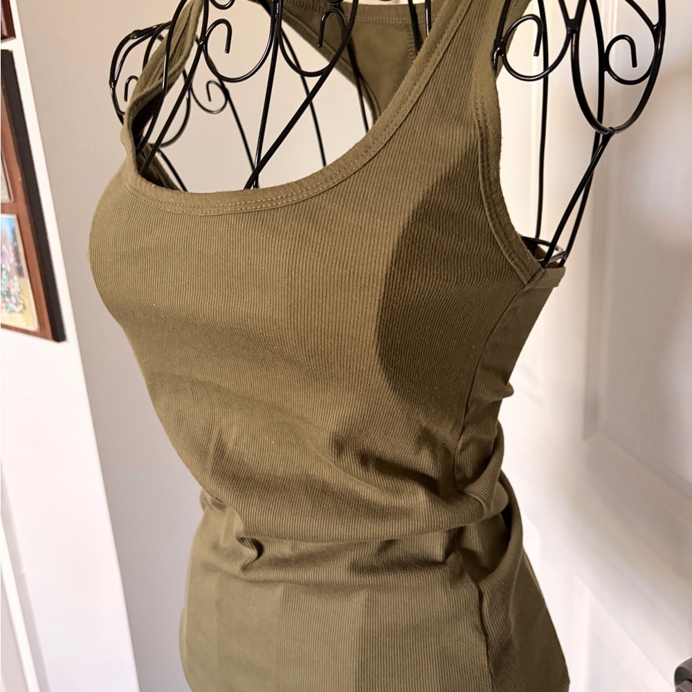 Universal Thread Olive Ribbed Racerback Tank Top - Picture 2 of 4
